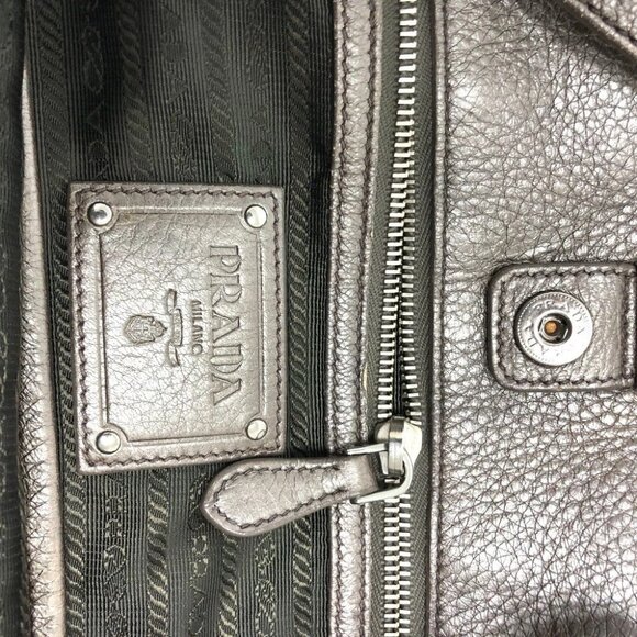 PRADA logo Bag 2WAY Tote Bag Leather Brown - Picture 8 of 16